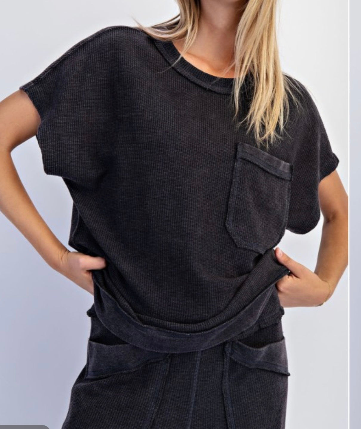 Mineral Washed Honey Comb Oversized Top