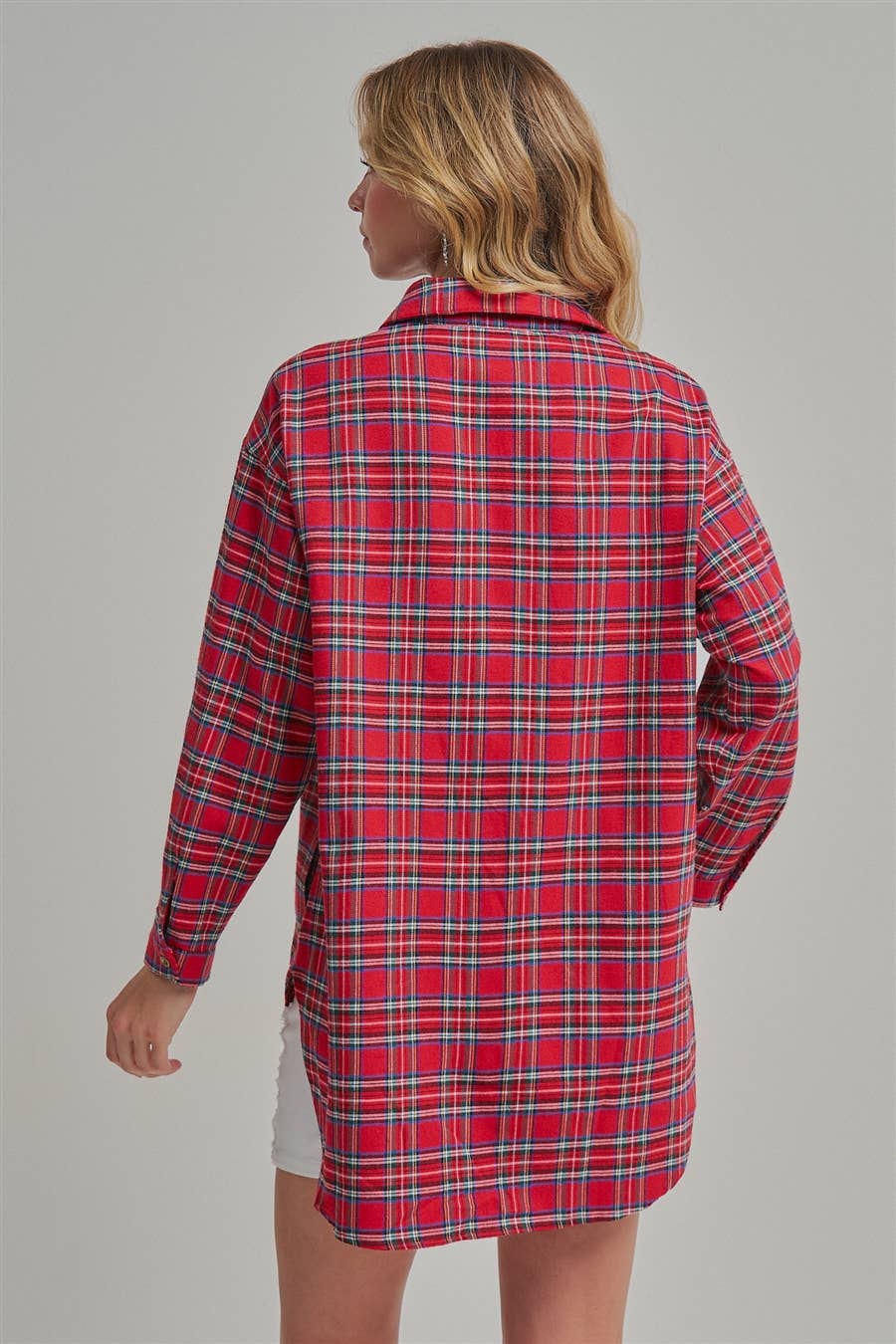 CHRISTMAS HOLIDAY  PLAID BUTTON DOWN SHIRT TOP_JLT00105-09