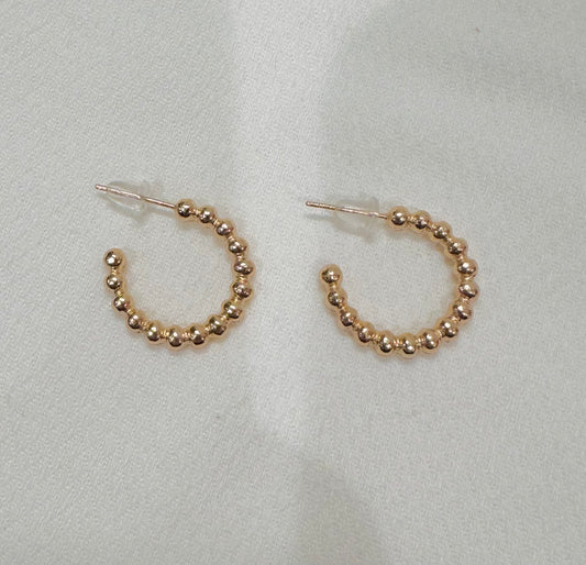 Gold Bead Hoop Earrings