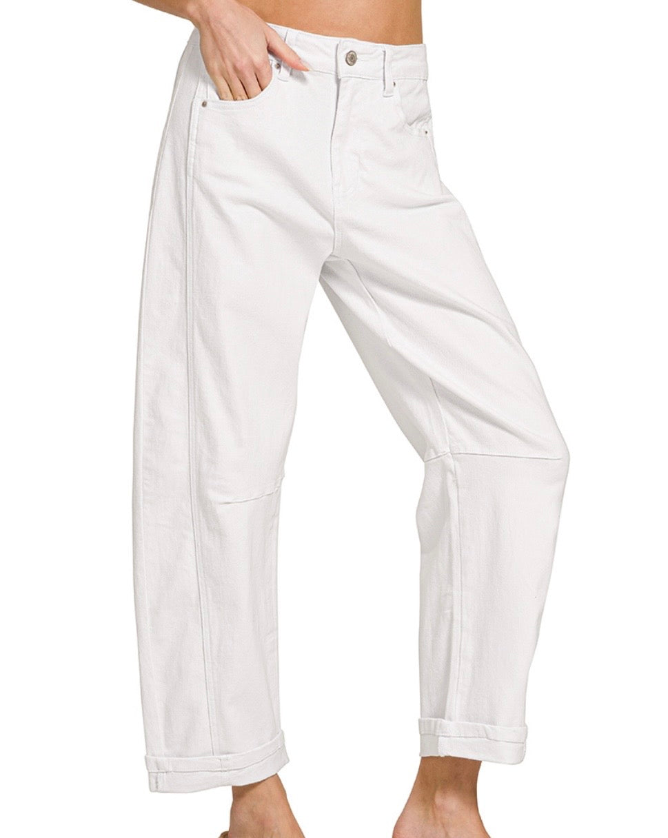 Barrel Leg White Denim