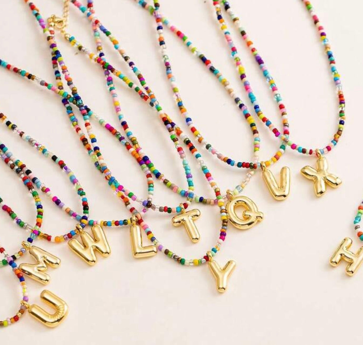 Colorful Beaded Initial Necklace