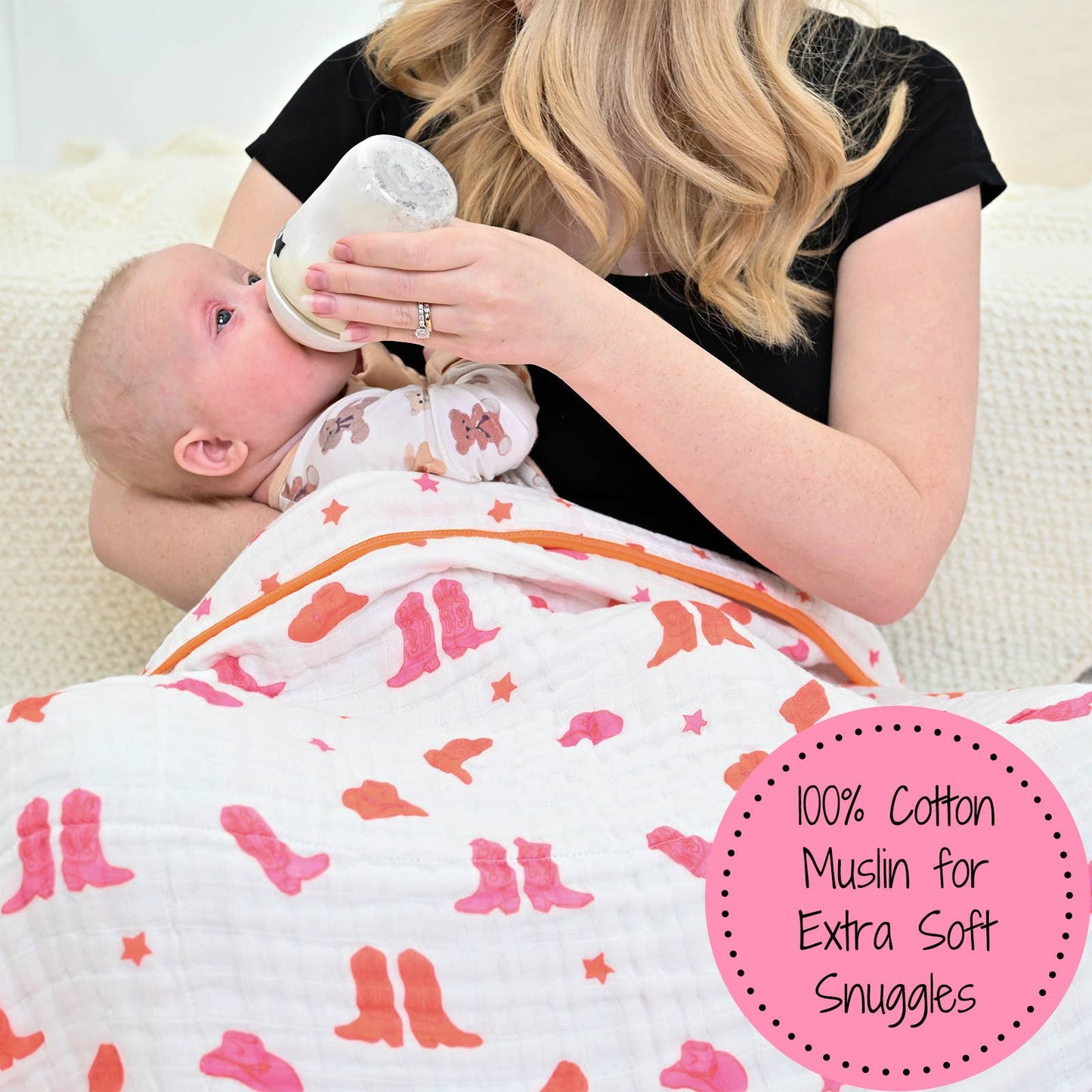 Life is Better in Pink Boot Baby Toddler Muslin Quilt