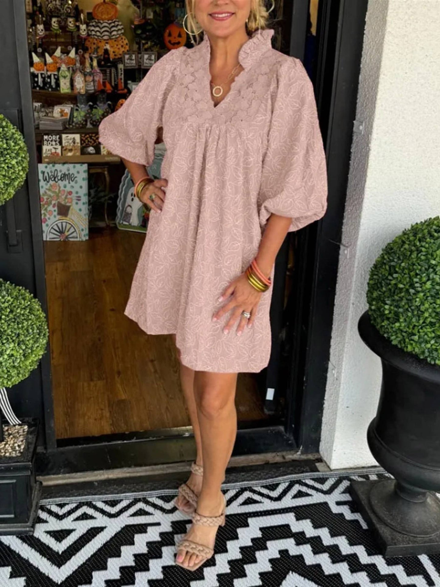 V-neck Lace Patchwork Dress