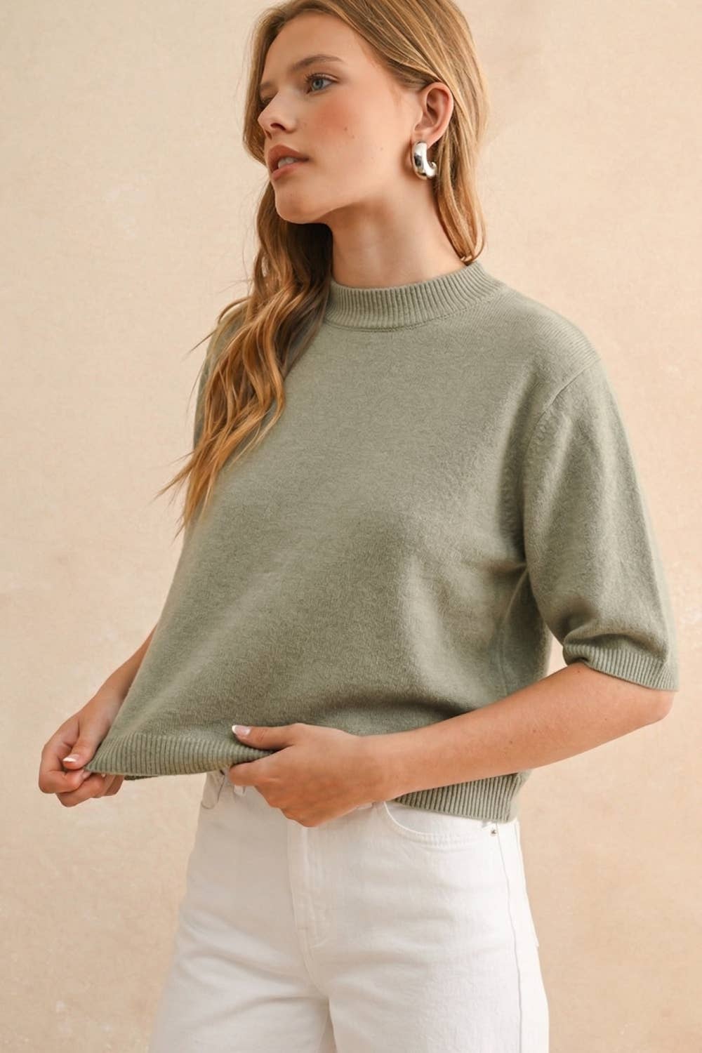 T3675   SHORT SLEEVE SWEATER TOP