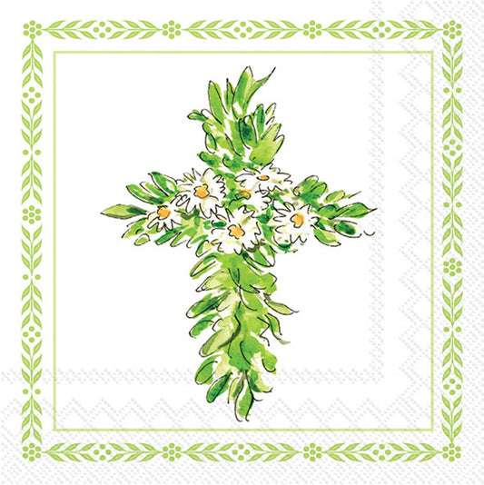 Paper Cocktail Napkin Pack of 20 Floral Cross