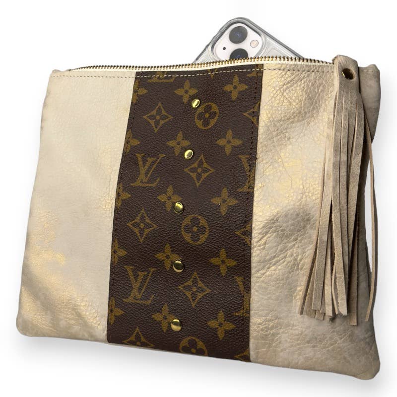 Caroline Crossbody In Stone Leather | Upcycled LV