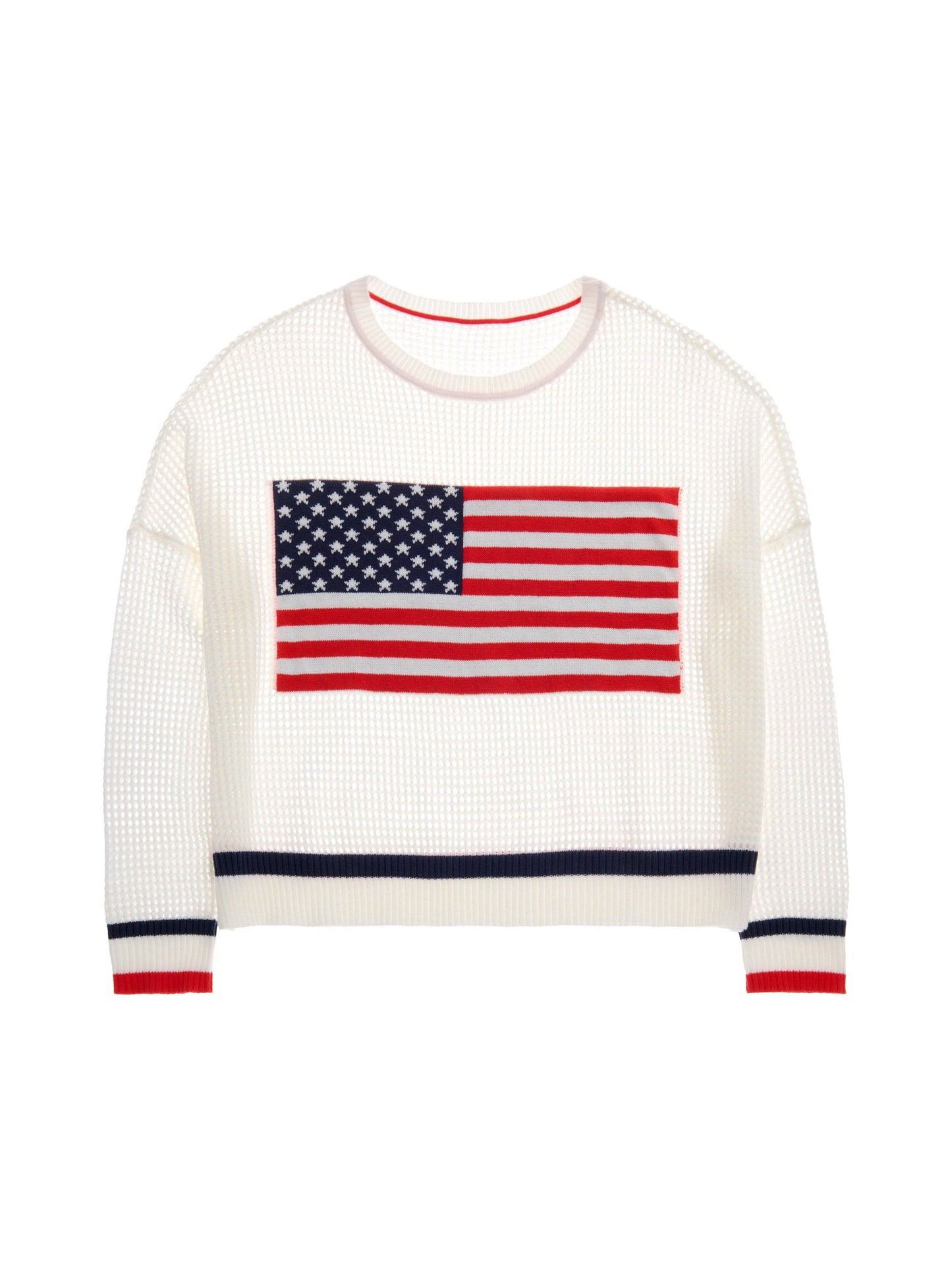 AMERICAN FLAG MESH SWEATER