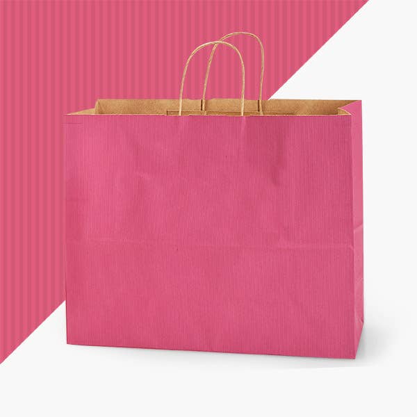 Recycled Shadow Stripe Kraft Paper Shopping Bags
