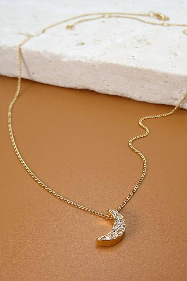 RHINESTONE MOON PENDANT NECK