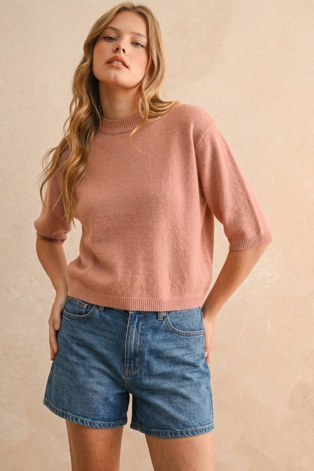 T3675   SHORT SLEEVE SWEATER TOP