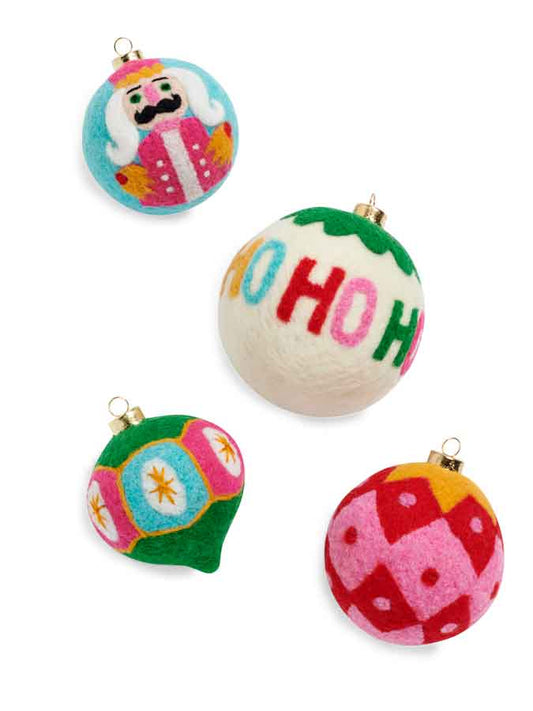 "HO HO HO" ASST/4 ORNAMENTS,MULTI