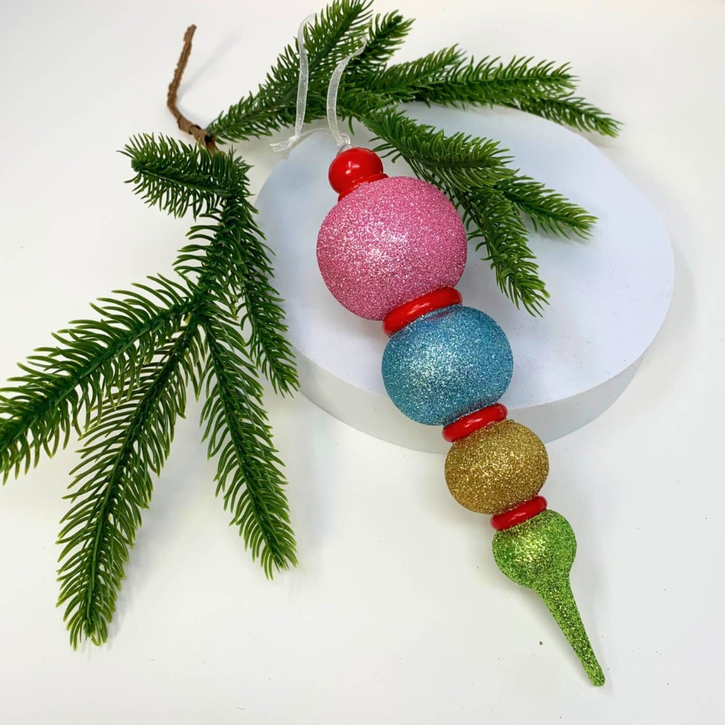 GORGEOUS GLITTER MULTI COLOR FINIAL ORNAMENT 8"