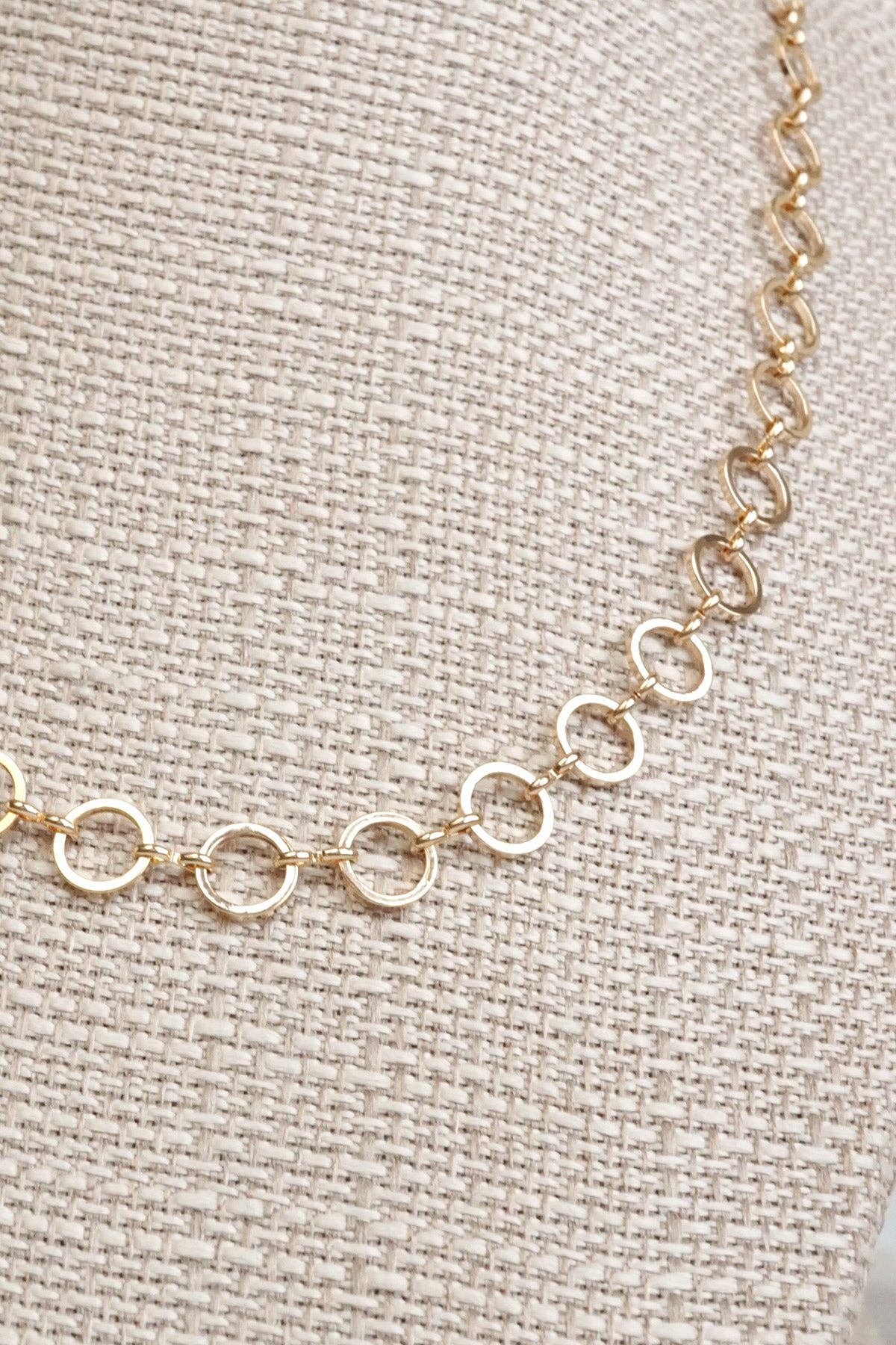 Small circle hoop links dainty chain necklace Gold Silver