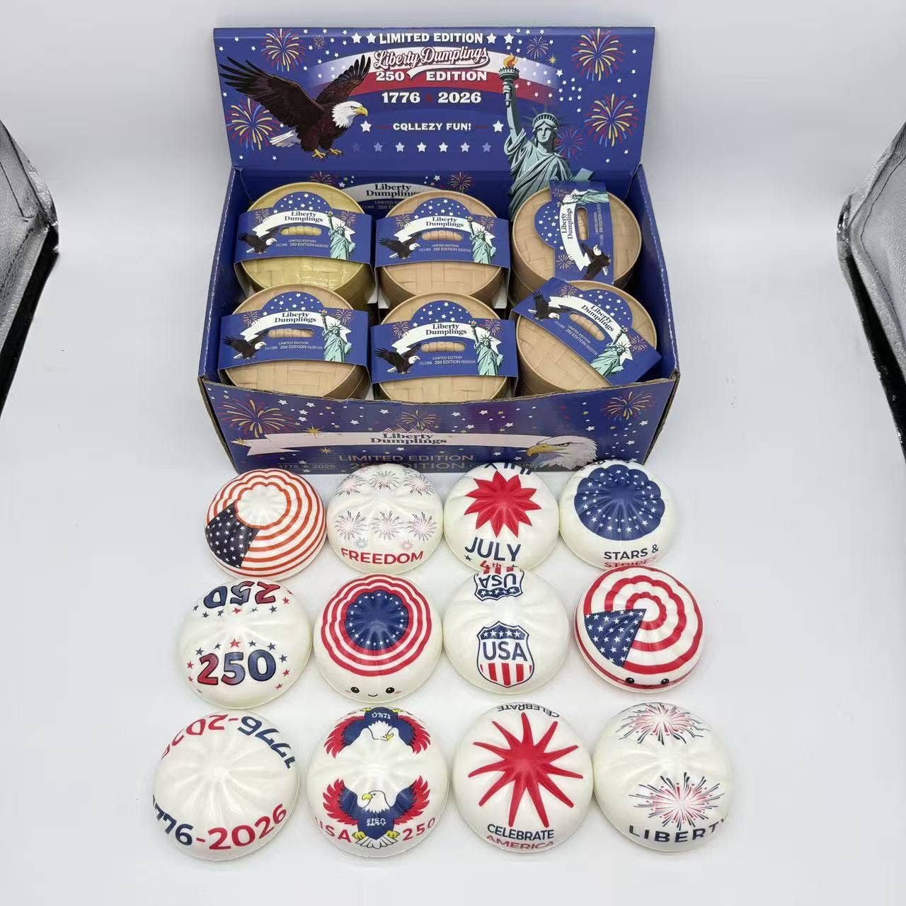 4th of July Squishy Dumpling Realistic Steamed Bun Stress Relief Squeeze Toy