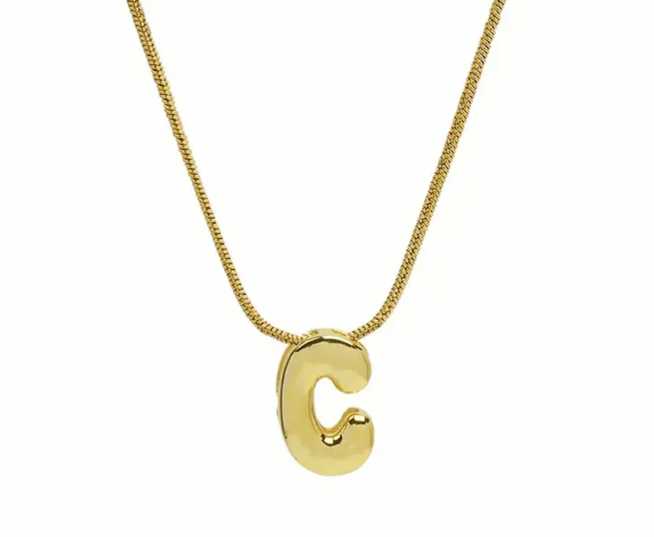 Bubble Initial Stainless Steel Necklace