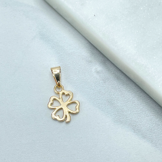 18k Gold Filled Cutout Clover Charm Pendant, Lucky and Protection Charm