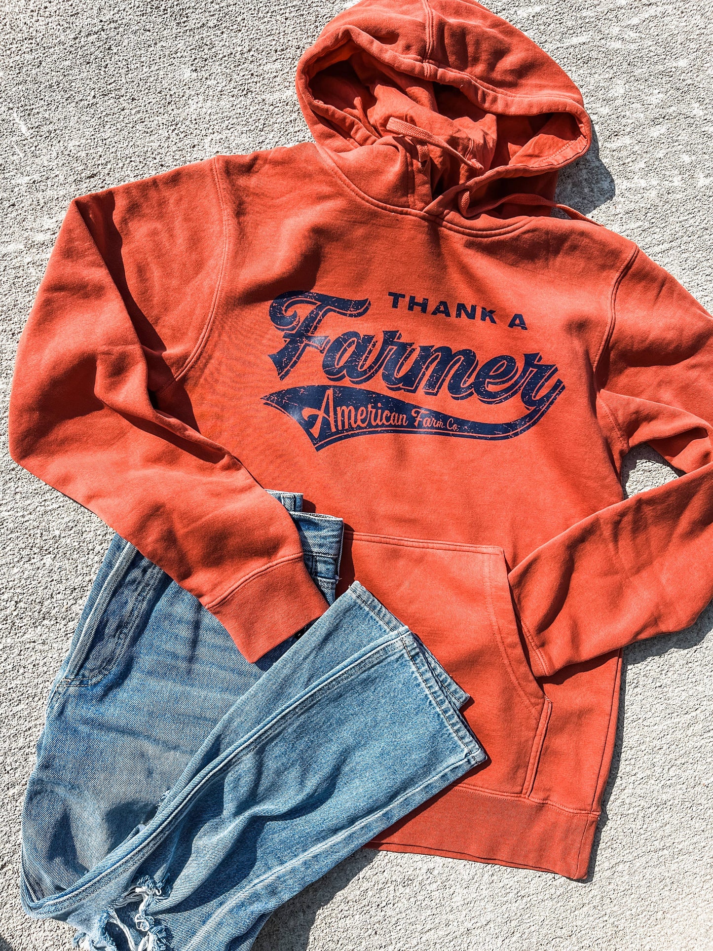 Western ‘Thank A Farmer’ Orange Graphic Hoodie