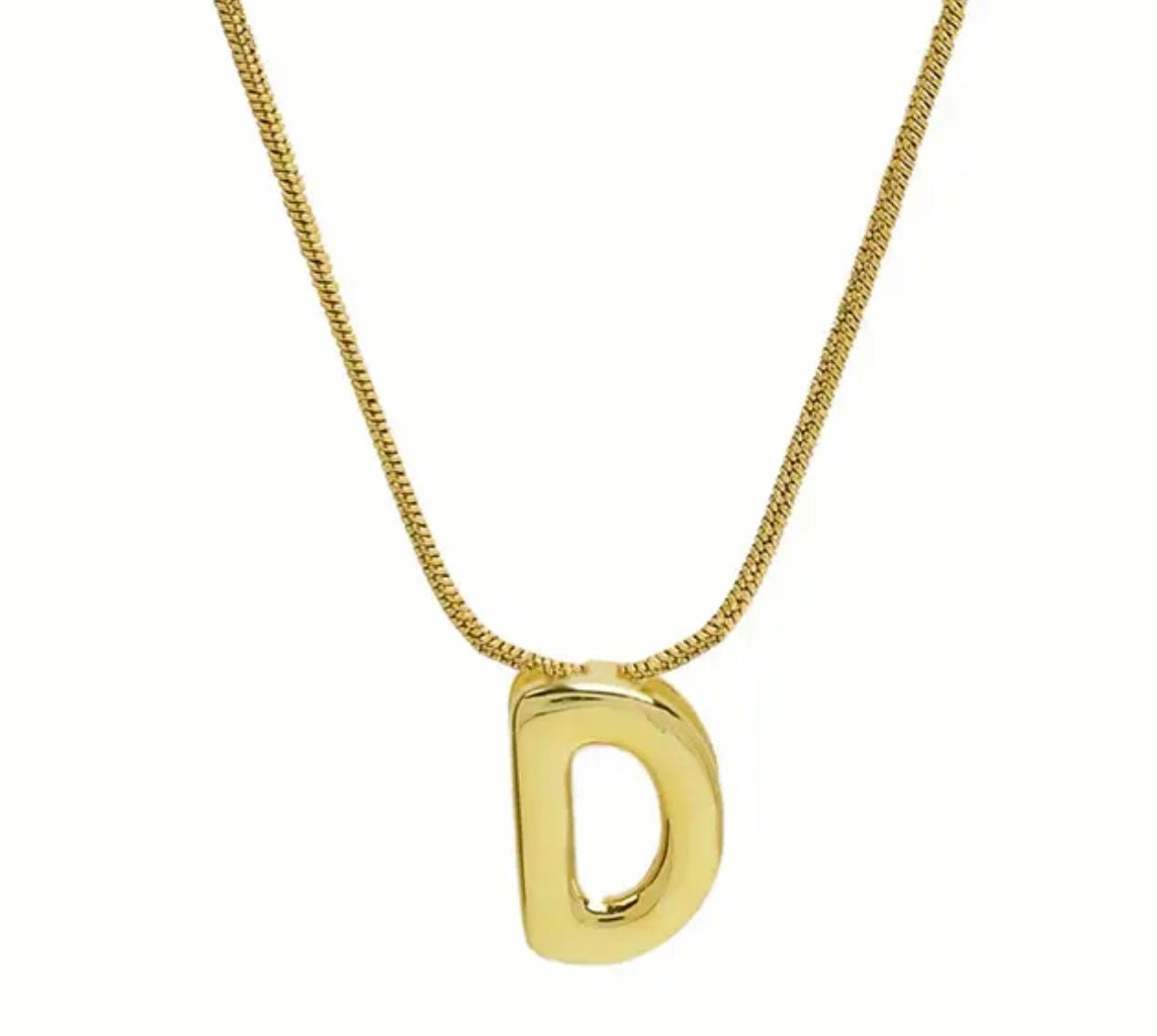Bubble Initial Stainless Steel Necklace