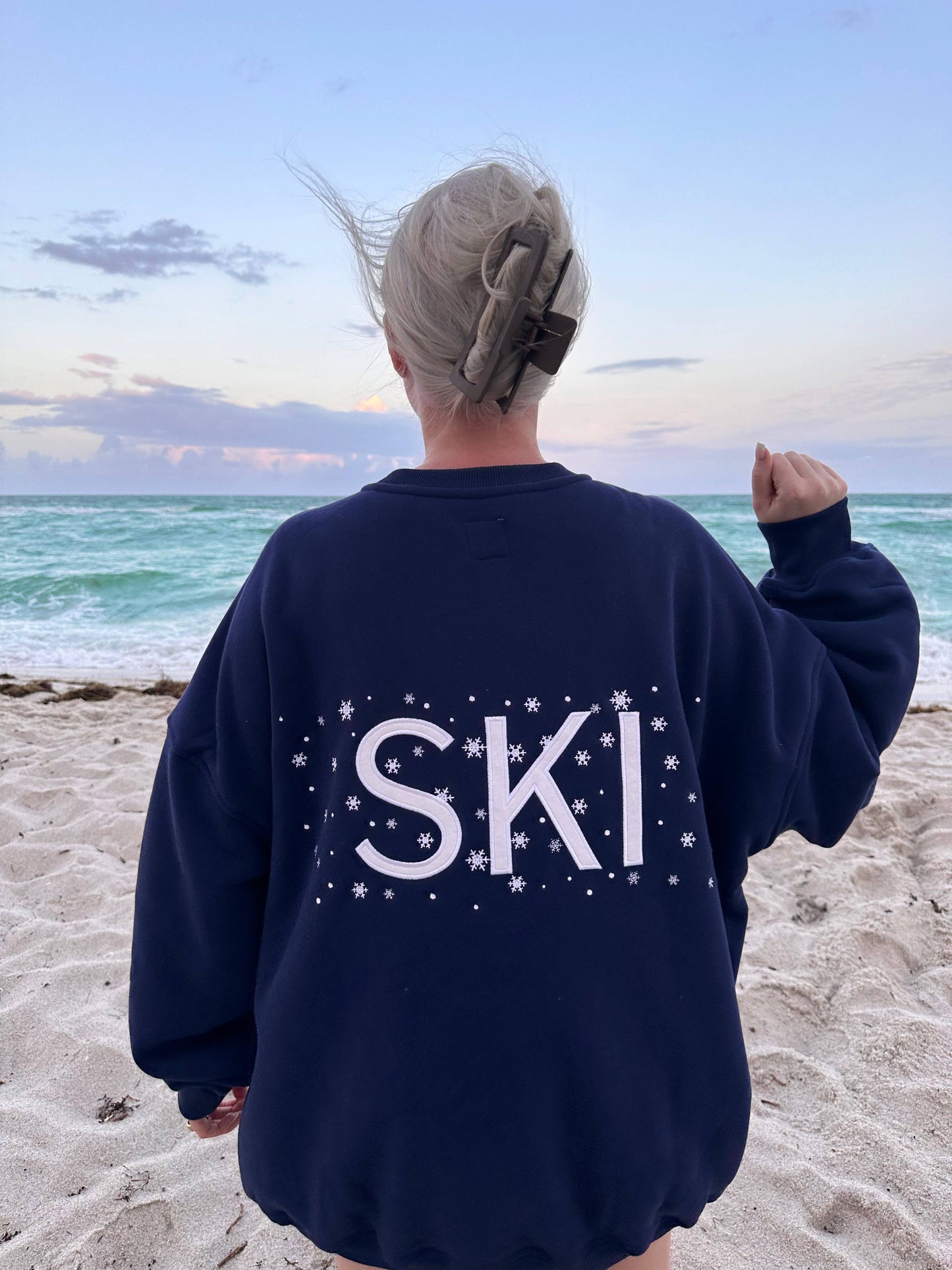Navy Blue Ski Snowflake Sweatshirt