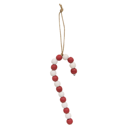 Large Wooden Bead Candy Cane Ornament