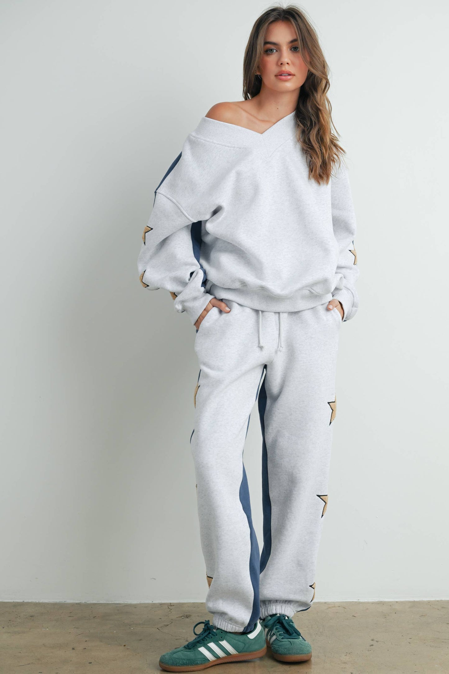 Color Block Sweatpants with Star Detail - BMP7570