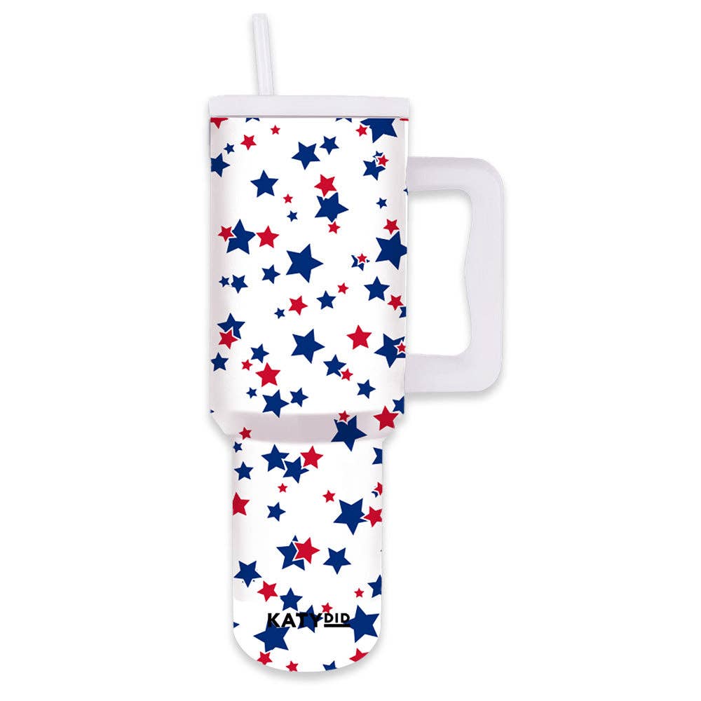 Red, White, Blue STAR 38 Oz Tumbler w/ Handle