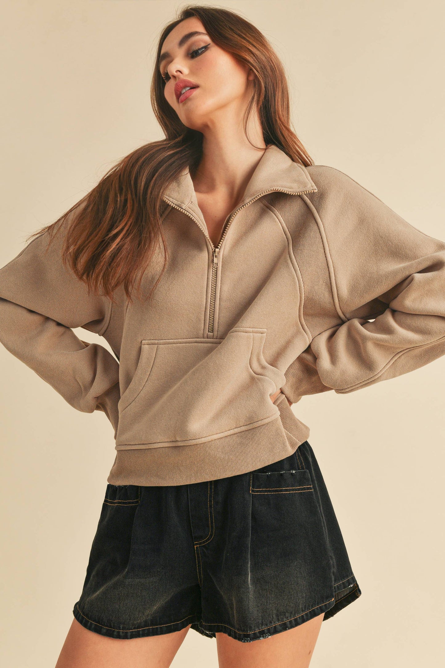 Dove Funnel Neck Half Zip