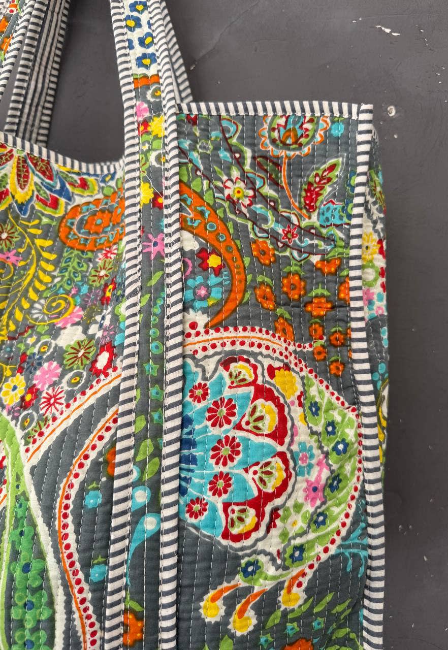 Paisley Printed Quilted Cotton Bag Shopping Bag Shoulder Bag