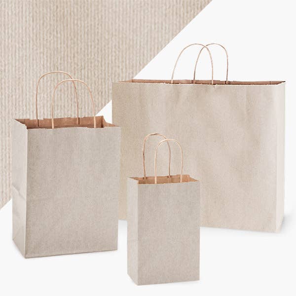Recycled Shadow Stripe Kraft Paper Shopping Bags