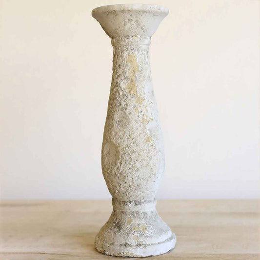 Candle Holder Antique White 4.5x12.75