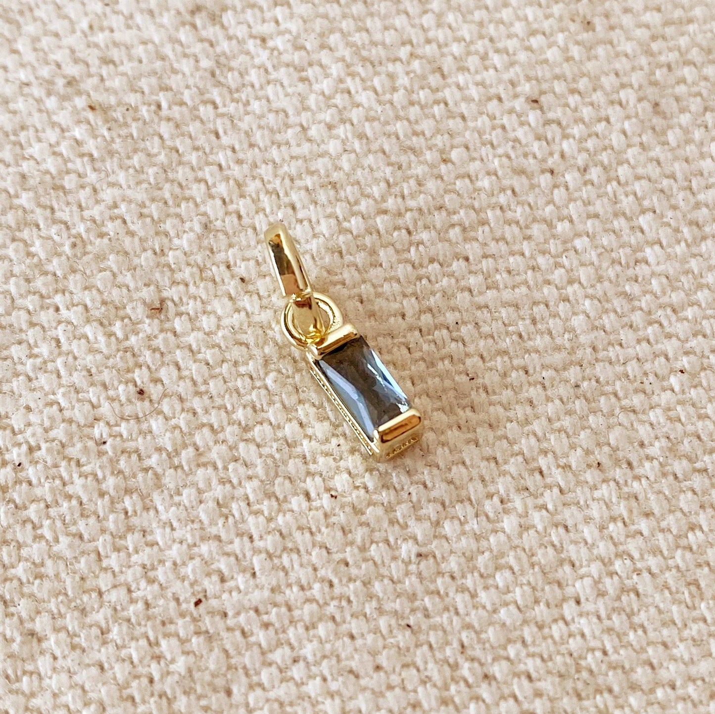 18k Gold Filled Baguette Birthstone Charm