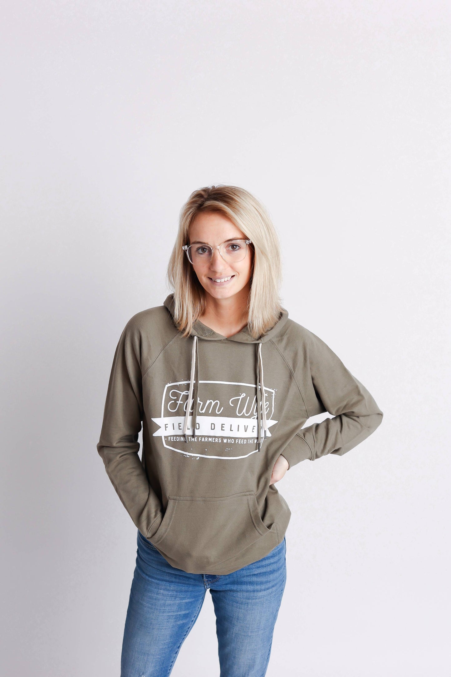 Western Farm Wife Field Delivery Olive Hoodie