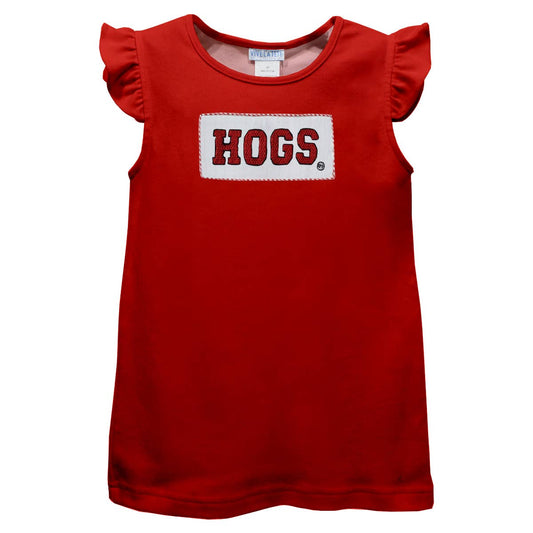 Arkansas Razorbacks Smocked Red Knit Angel Sleeve
