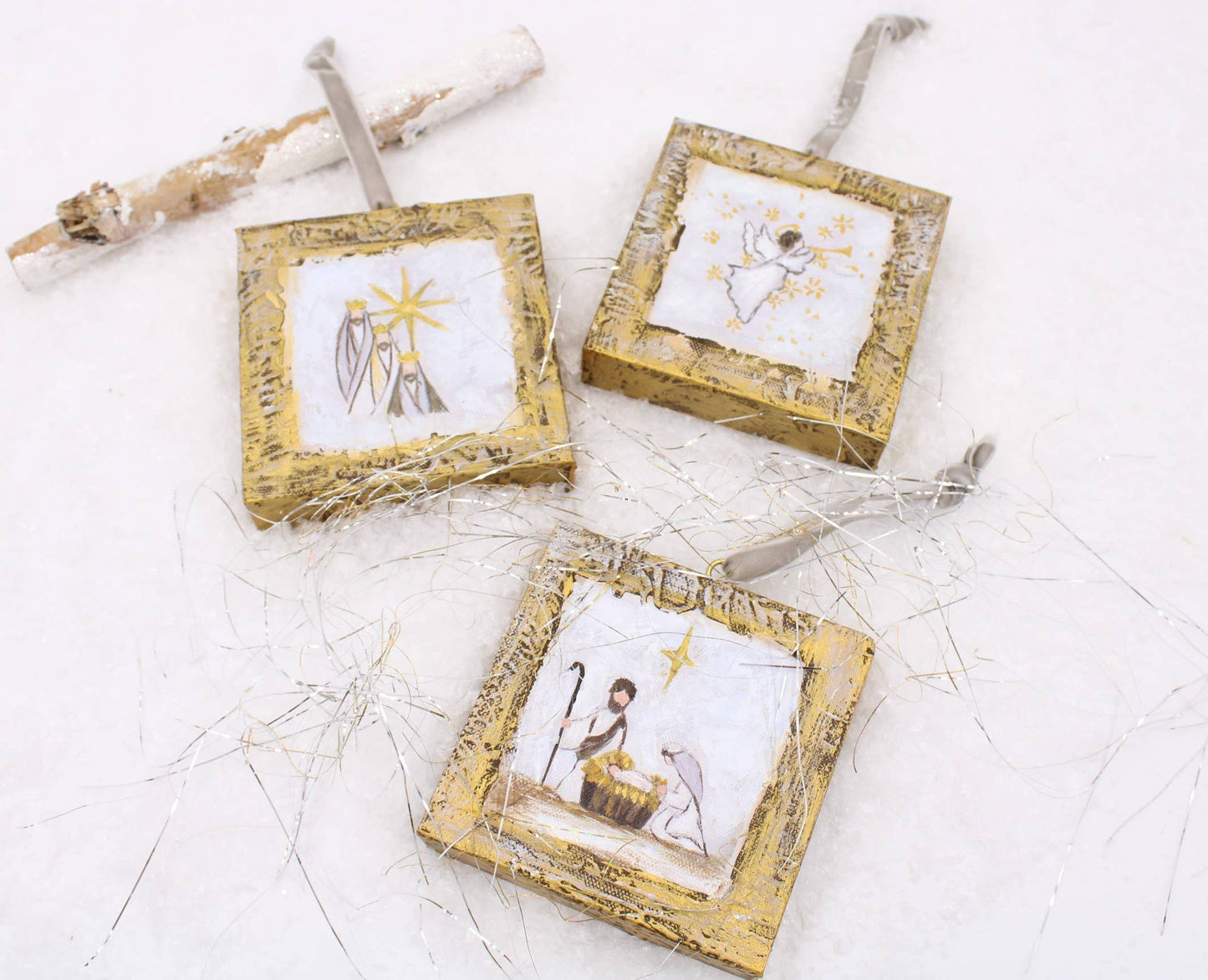 HANDPAINTED CANVAS NATIVITY ORNAMENT