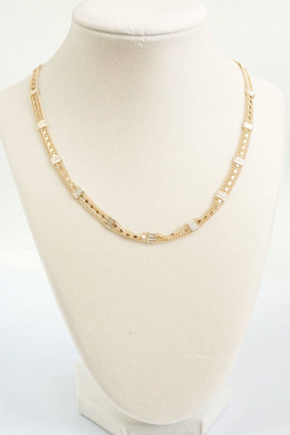 Fused station multi dainty chain necklace Gold Silver