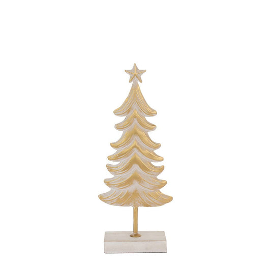 11" Tall Metal White & Burnished Gold Tree Christmas