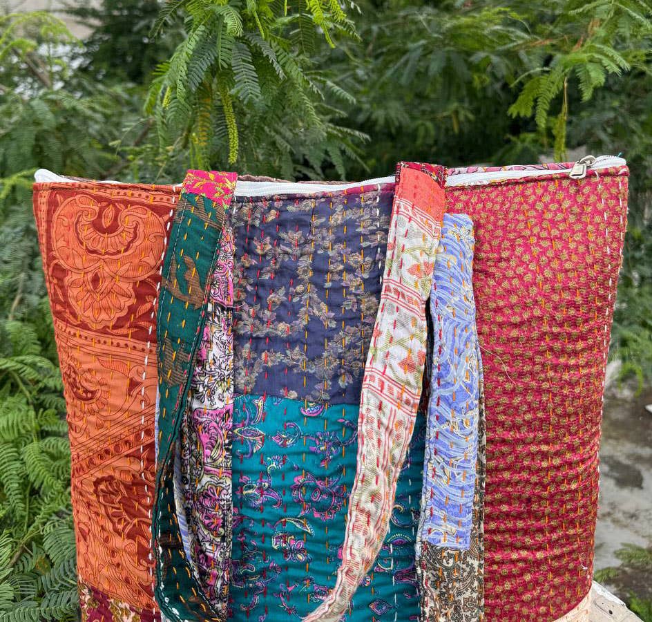 Indian Silk Kantha Women's Shoulder Patchwork Bag