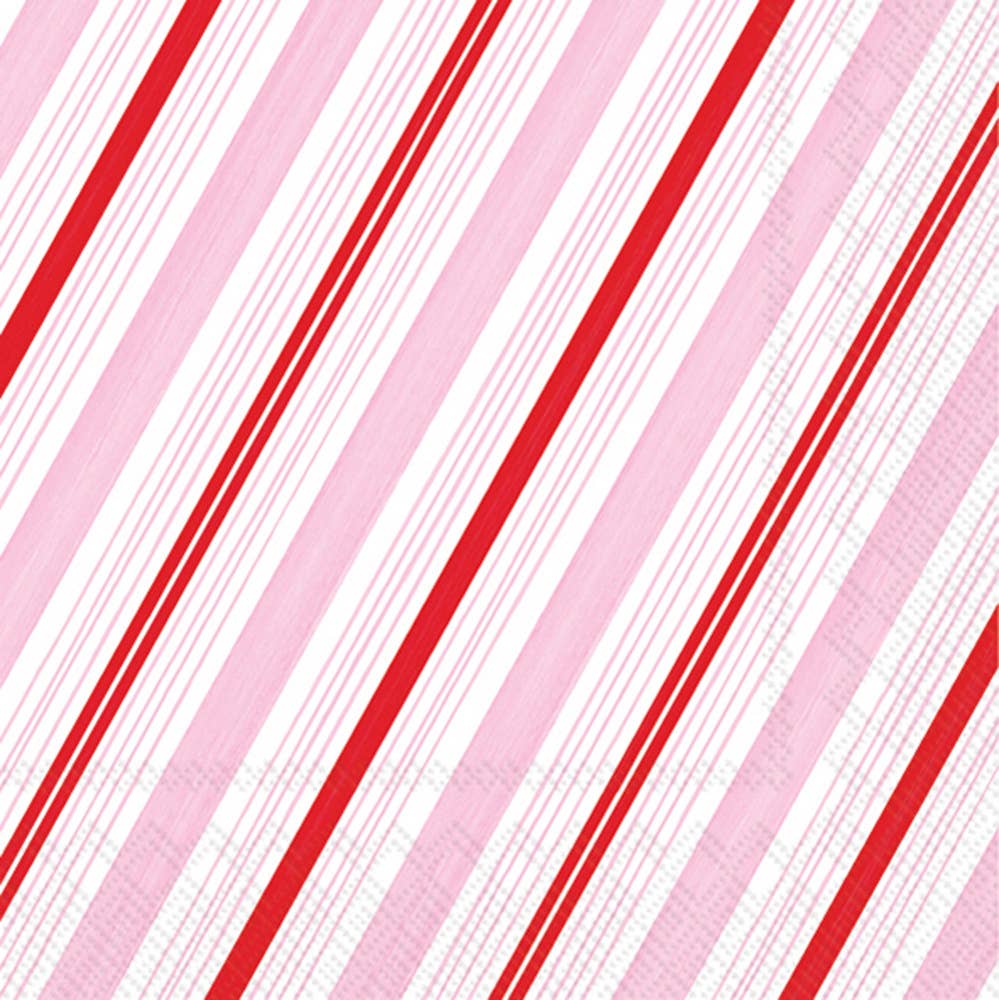 Paper Cocktail Napkins Pk/20 Peppermint Stripes Christmas