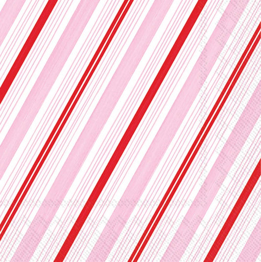 Paper Cocktail Napkins Pk/20 Peppermint Stripes Christmas