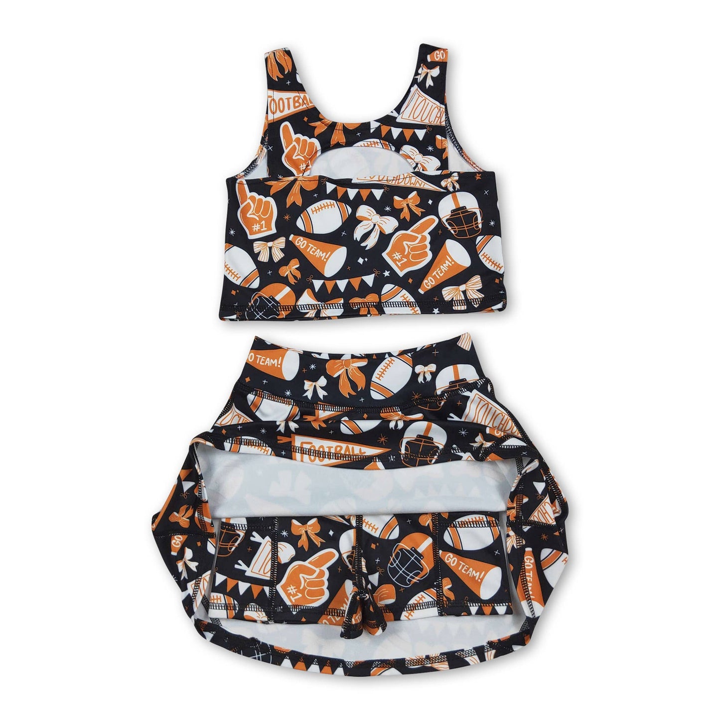 Straps orange bow football girls athletic dresses