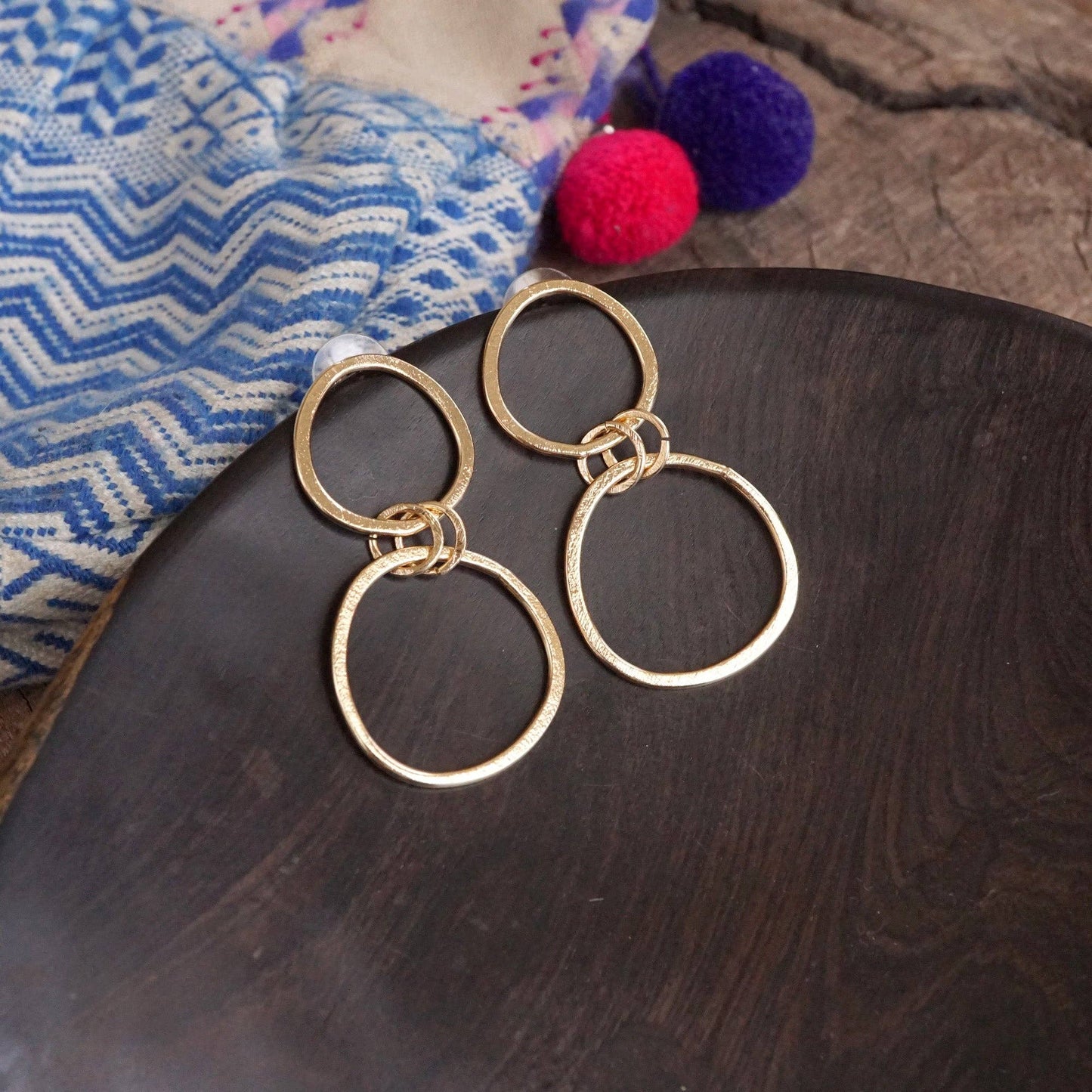 Golden Boho 2 Hoop Statement Earrings