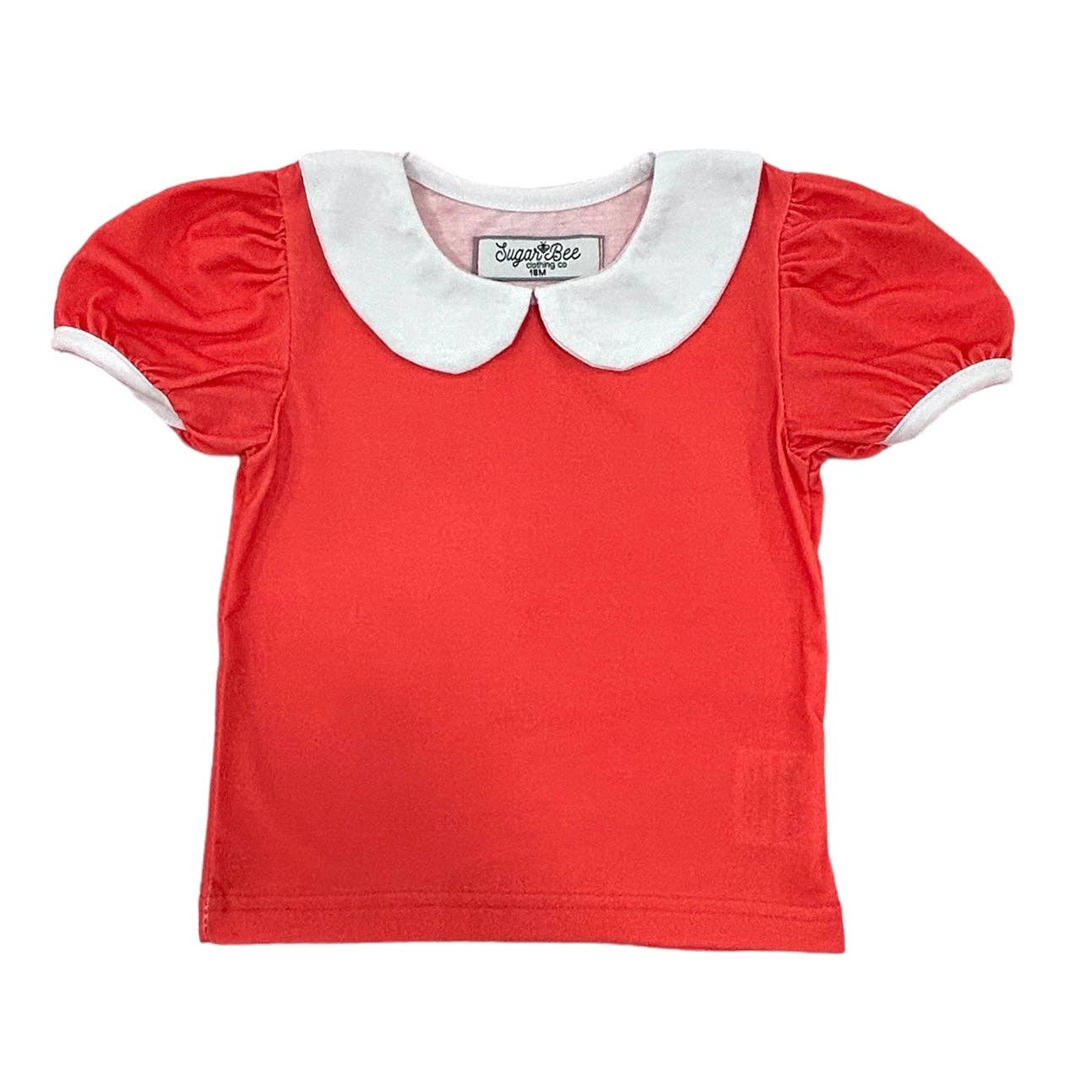Peter Pan Puff Sleeve Tee - Red