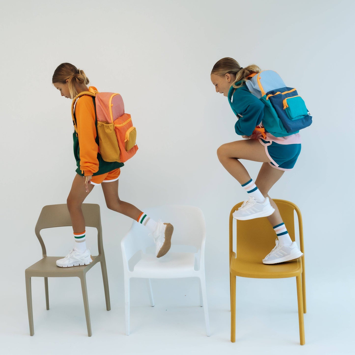 TRACK SHORTS in DEEP TEAL + PINK TRIM | KIDS