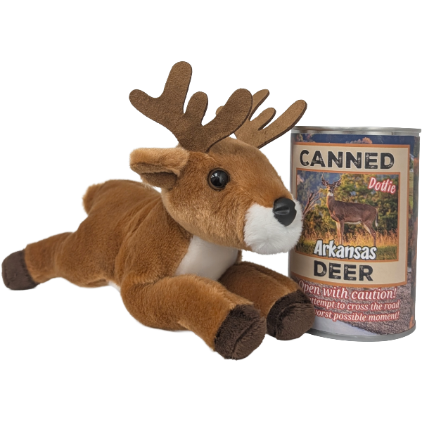 Arkansas Edition - Dottie the Canned Deer Plush in Can