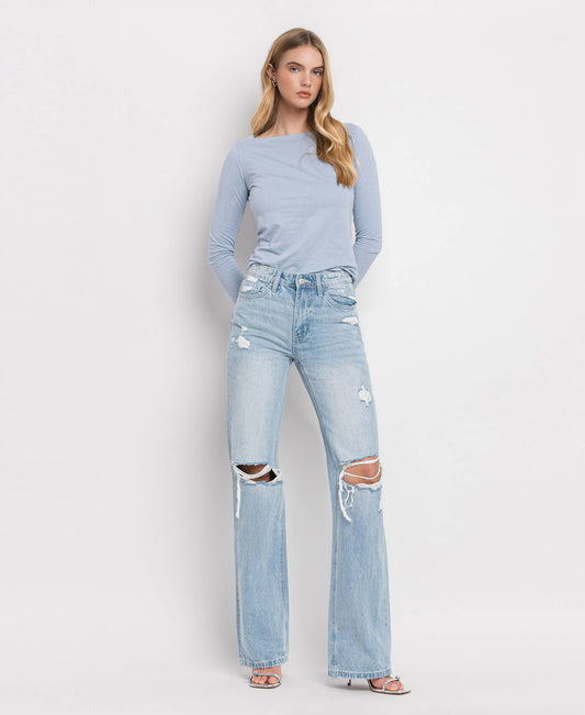 90'S VINTAGE SUPER HIGH RISE FLARE JEANS T5346