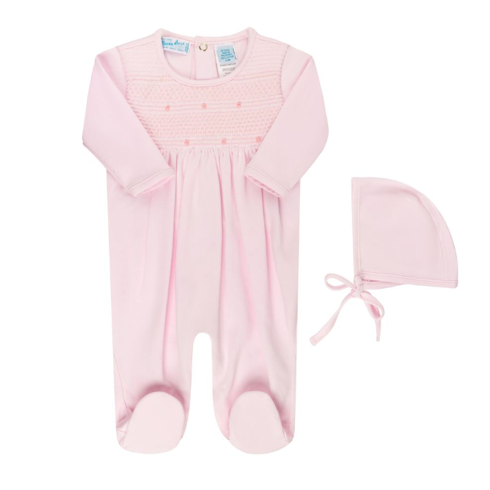 Baby Boys & Girls Smocked Bullion Romper w/Hat