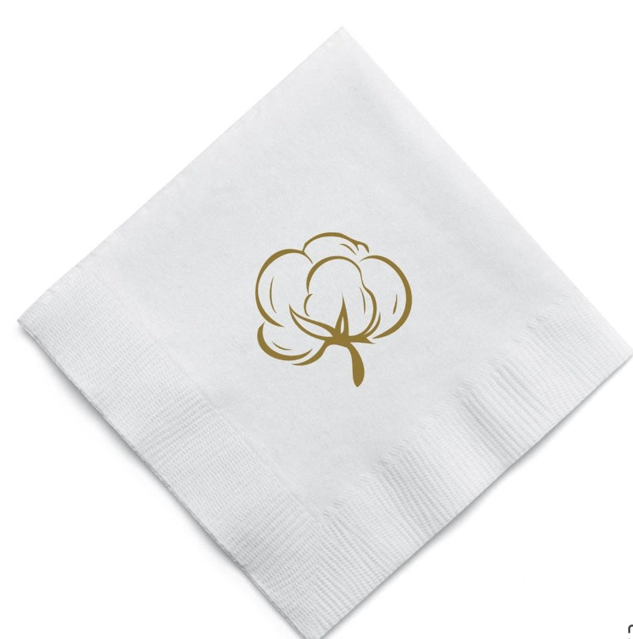 Cotton Boll Gold Cocktail Napkins 20ct