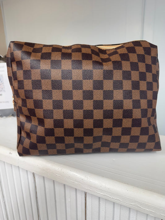 Brown Check Make Up Bag