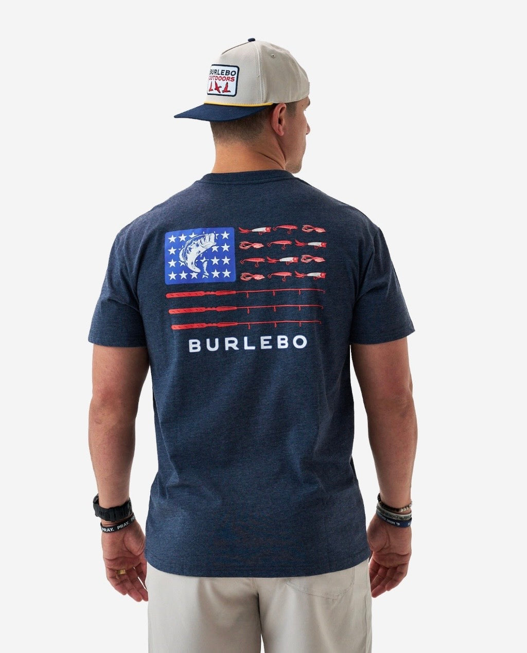 Burlebo Fishing USA Heather Navy Tee