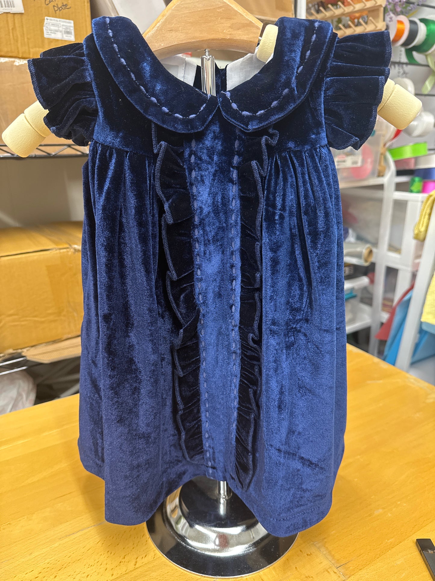 Navy Blue Velour Dress